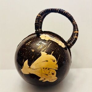 1960s Unique Coconut Shell Handbag with Fish Design